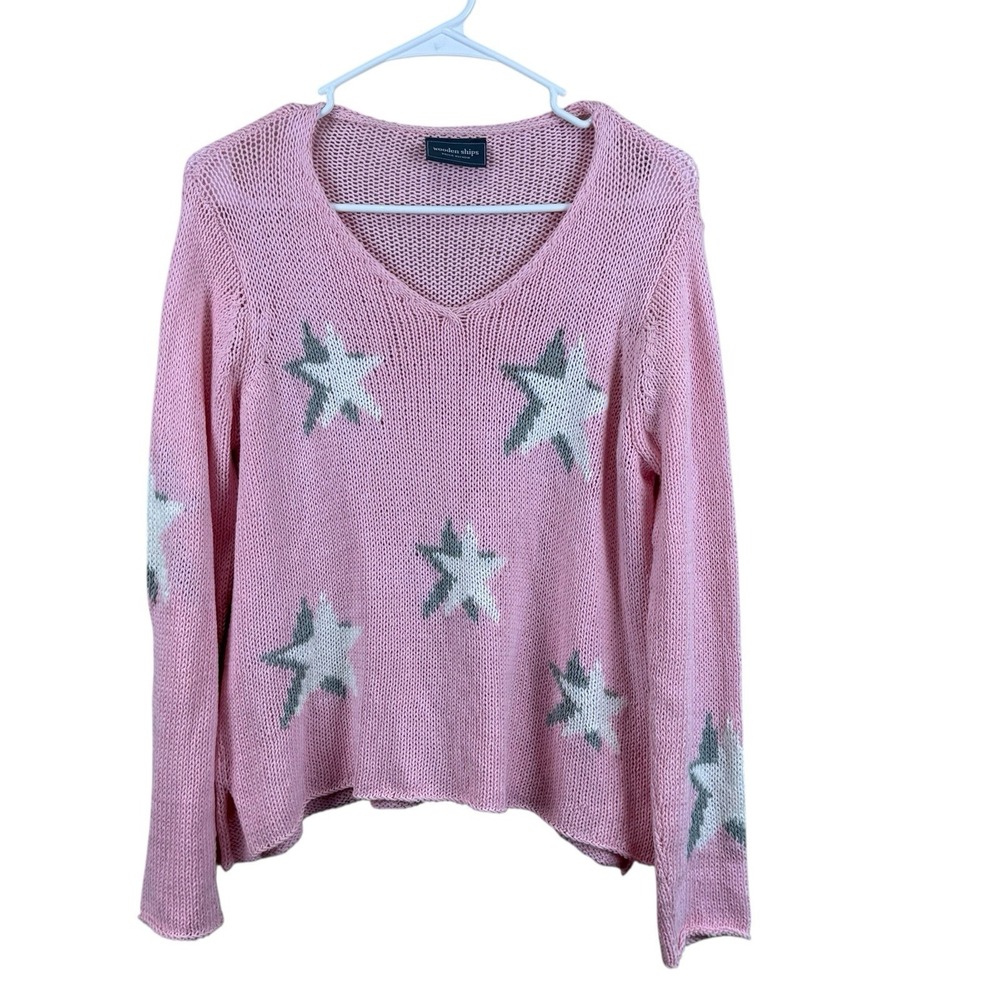 Wooden Ships Paola Buendia Pink Sweater Size X/S Slouchy Star theme